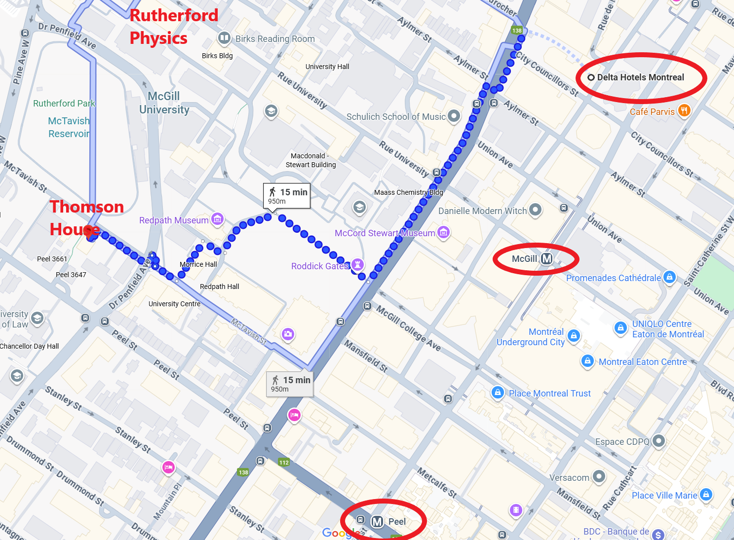 Map of McGill Area including Thomson House